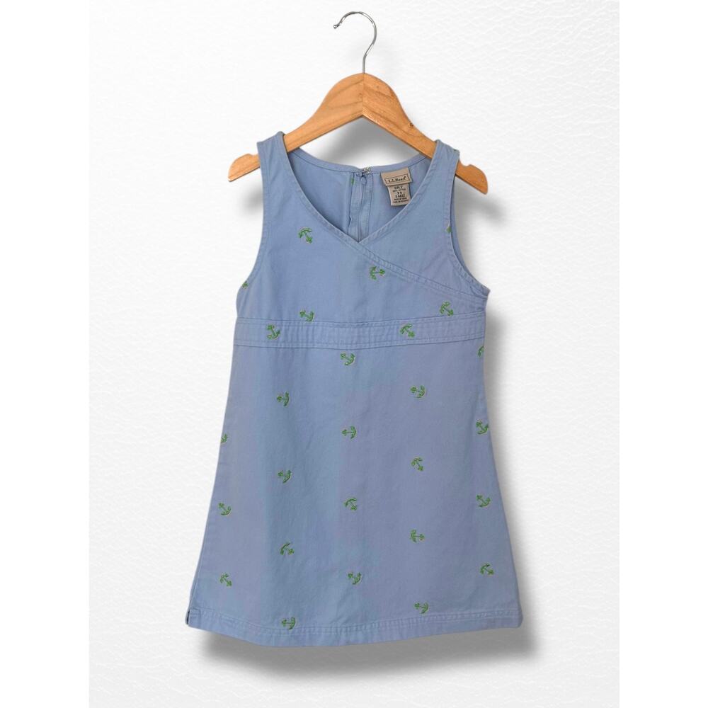 Vintage LL Bean Embroidered Anchors Sleeveless Dress, Size 5/6